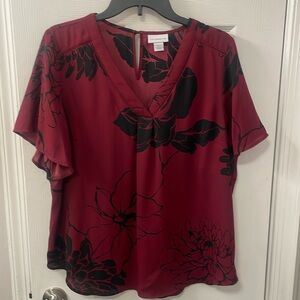 Liz Claiborne Short Sleeve Blouse (Large)
